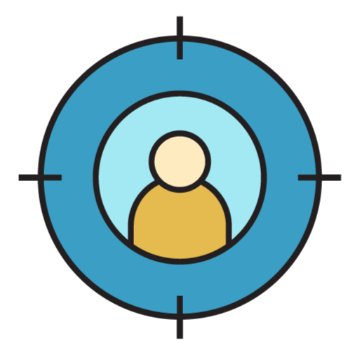 Strategy Icon Simple illustration of a person under a microscope.