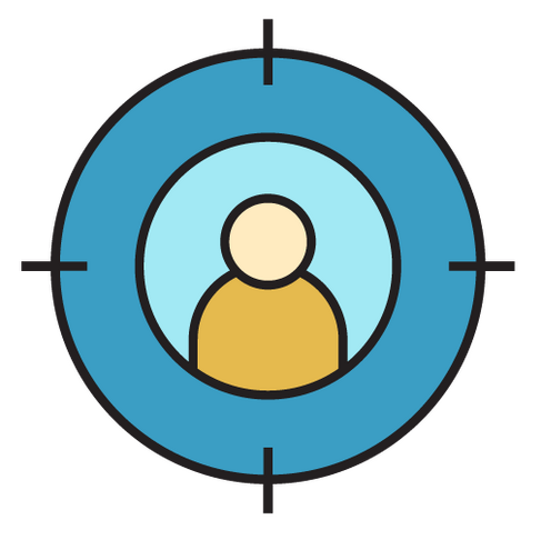 Strategy icon Simple illustration of a person under a microscope.