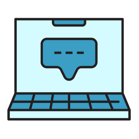 Contact icon Simple illustration of a computer with a message buibble.